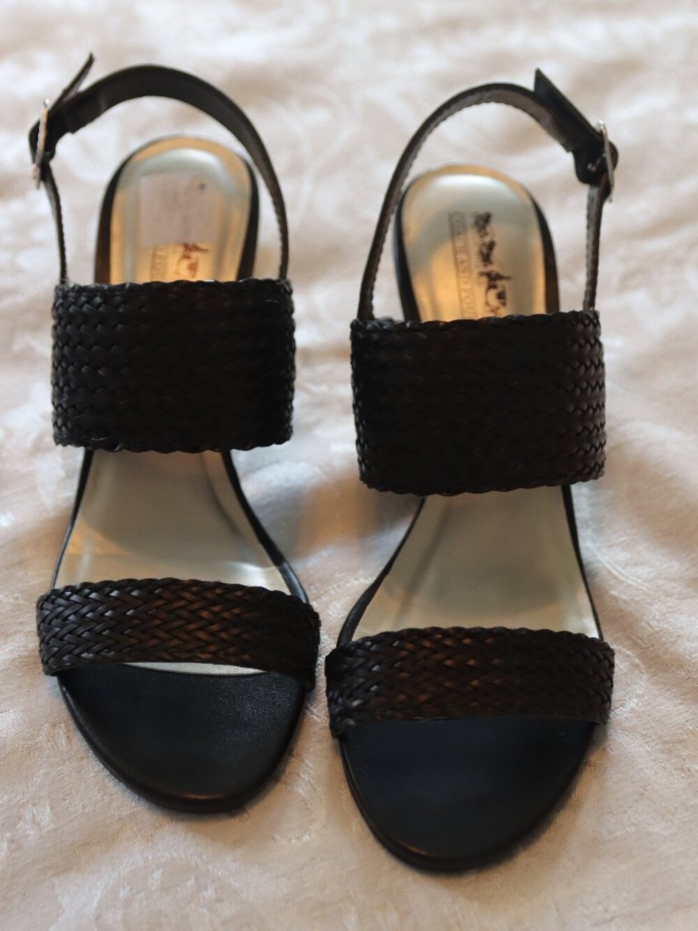 Coach and Four Rigley Black Slingback Dress Sandal Dual Woven Strap Size 9
